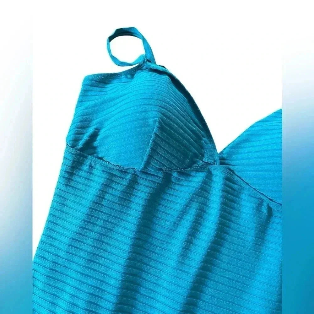 Torrid Womens Plus Size Blue Wireless Shadow Stripe One Piece Swimsuit 6X‎ - Picture 5 of 9